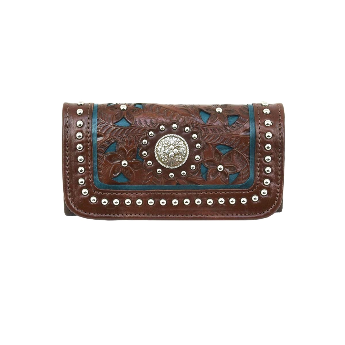 Picture of American West LCBT28285 Lady Lace Tri-Fold Wallet&#44; Brown