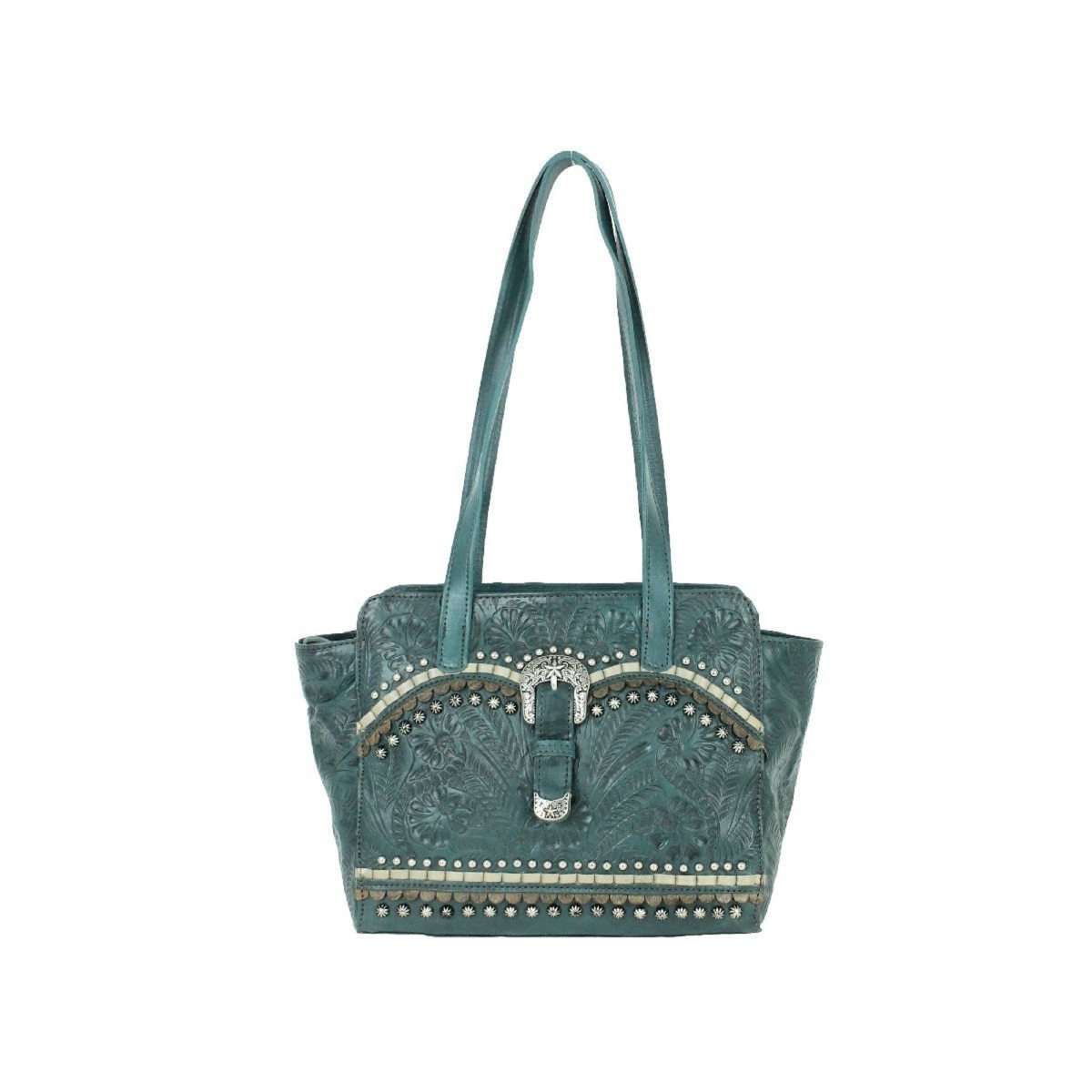 Picture of American West 2116564C Blue Ridge Zip Top Tote Bag with Secret Compartment&#44; Dark Turquoise