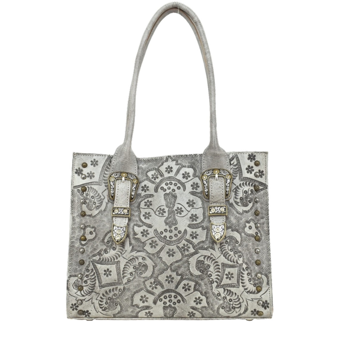 American West Heritage Hills Leather Large Gusseted Tote Bag (Safari Gray (3713760))