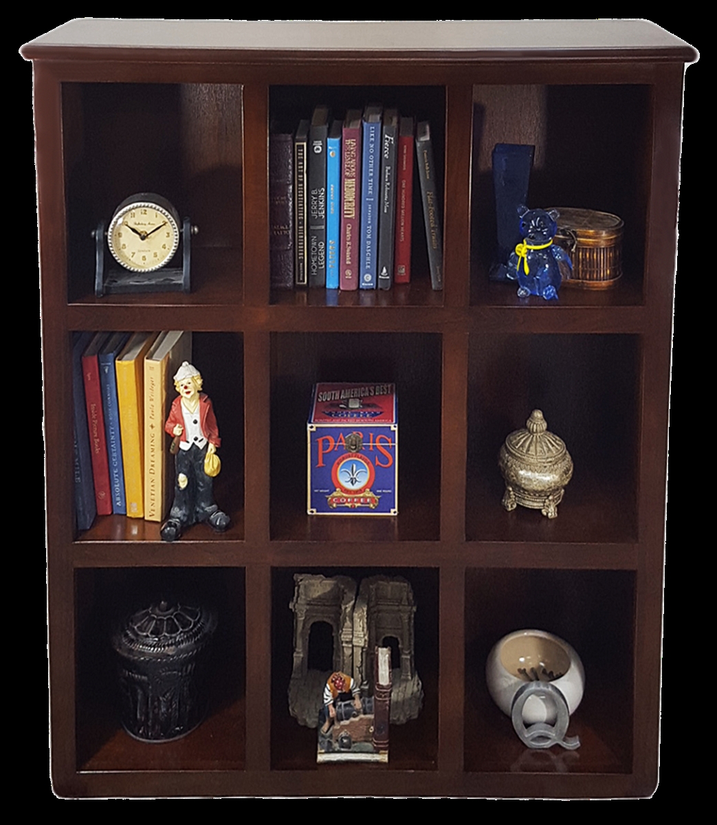 Poplar Storage Bookcase with 9 Fixed Openings, Yellow