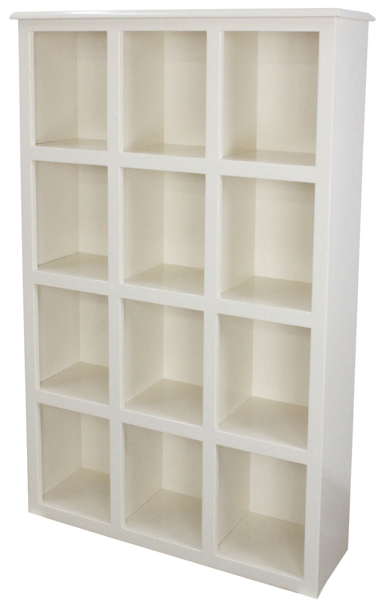 Poplar Storage Bookcase with 12 Fixed Openings, Soft White