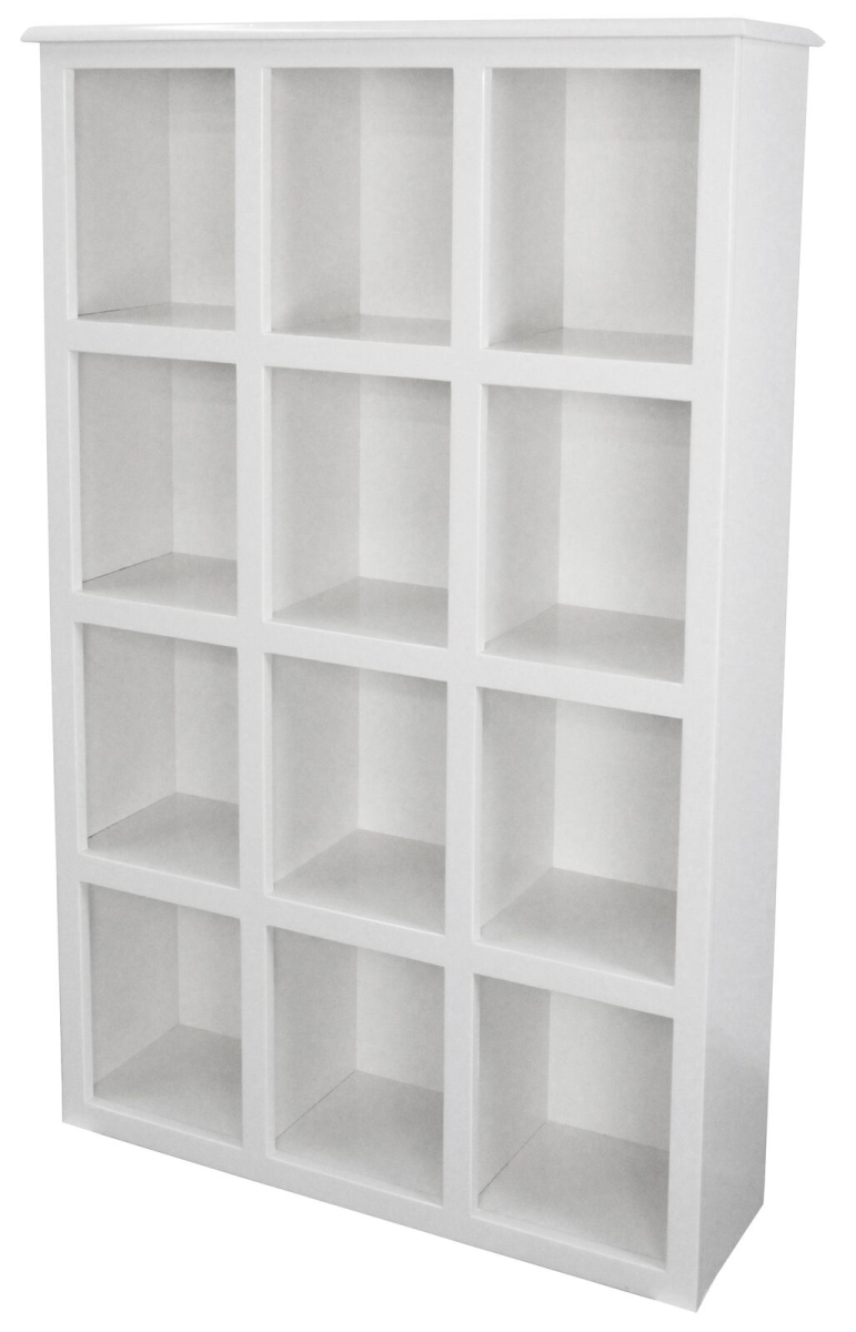 Poplar Storage Bookcase with 12 Fixed Openings, Bright White