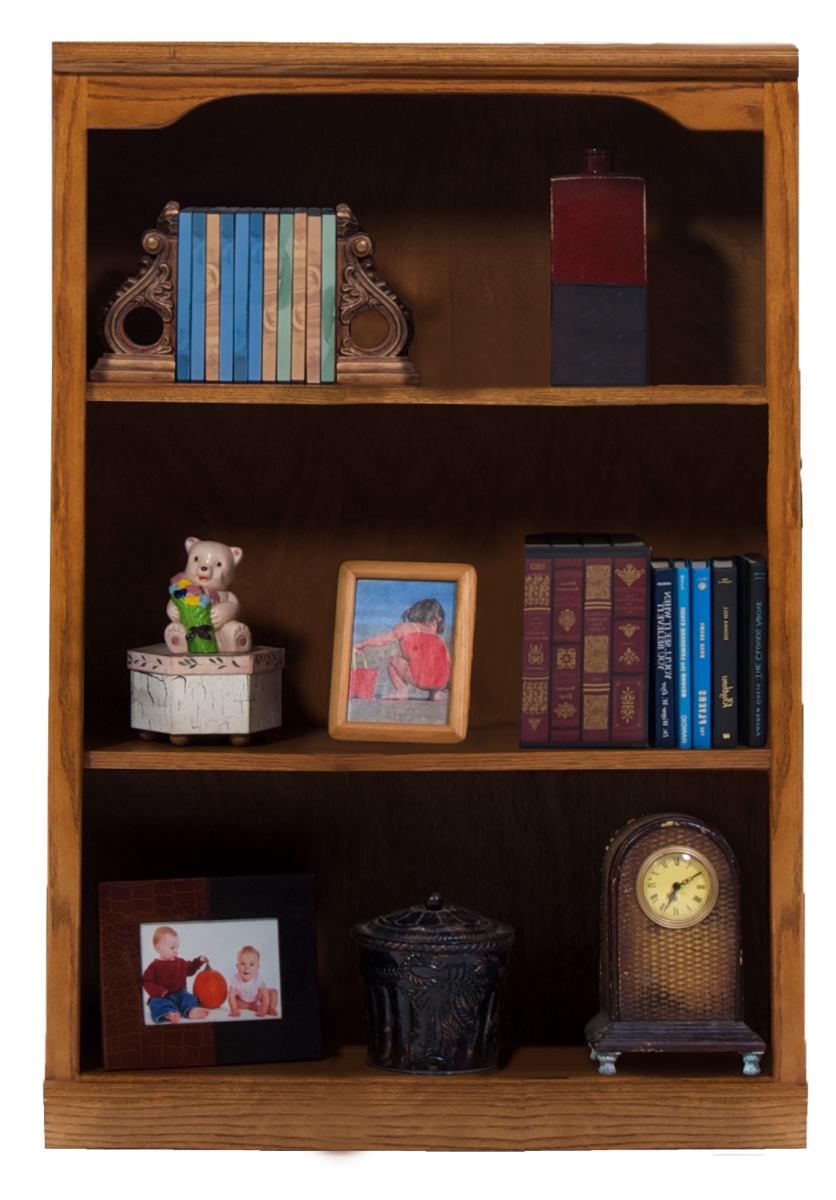 14348DK 48 in. Oak Open Bookcase with Plain Base, Dark