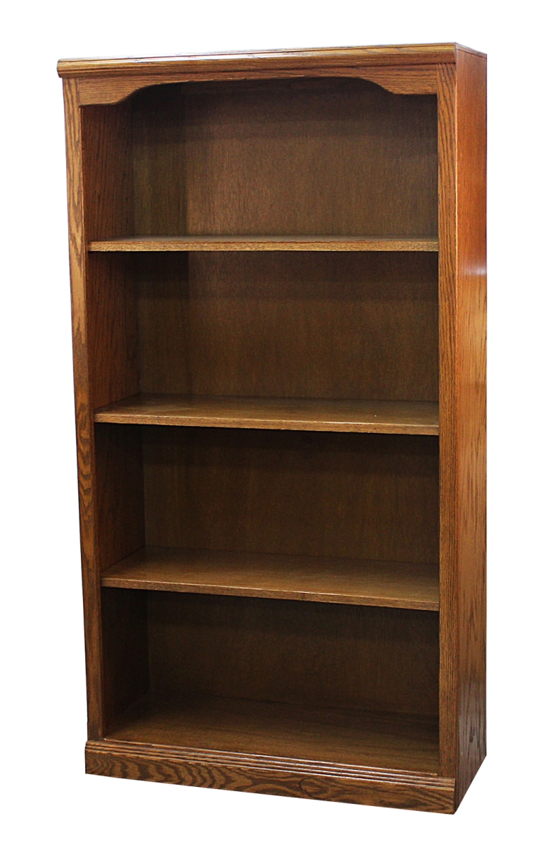 14360CB 60 in. Oak Open Bookcase with Plain Base, Classic Bourbon