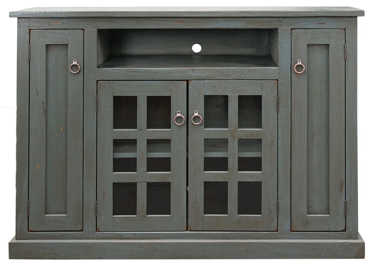 Rustic Tall TV Stand with 2 Flat Panel Doors, Rustic Yellow