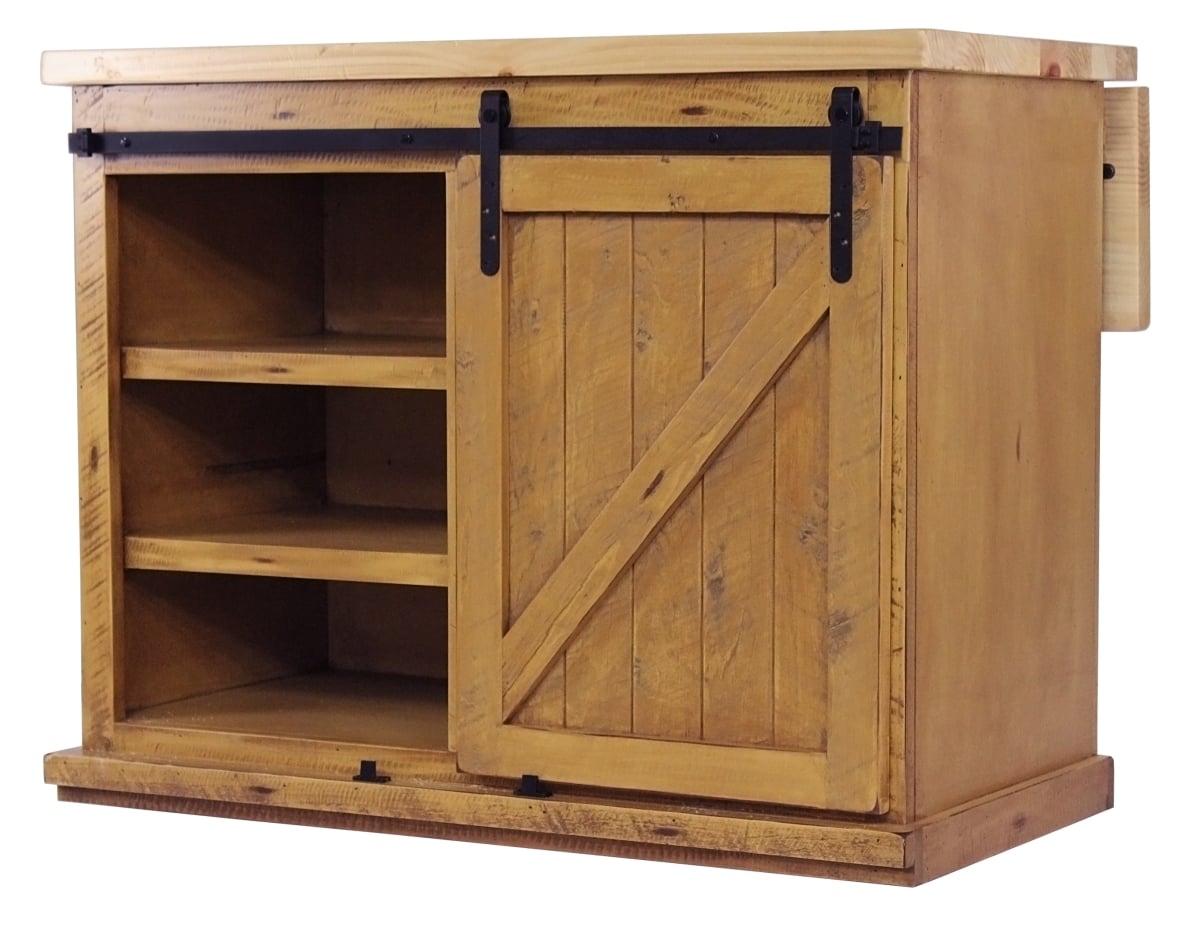 33117RYLPTRGYOT Rustic Pastoral Kitchen Island with Oak Top, Rustic Yellow & Rustic Grey -  American Heartland