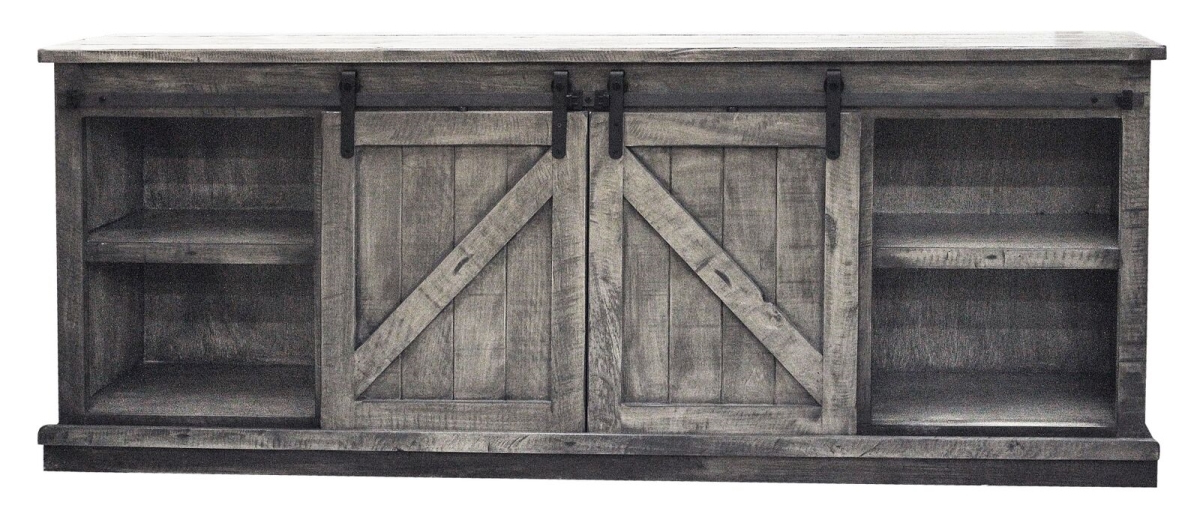 82 in. Rustic Provincial TV Stand, Rustic Barnwood