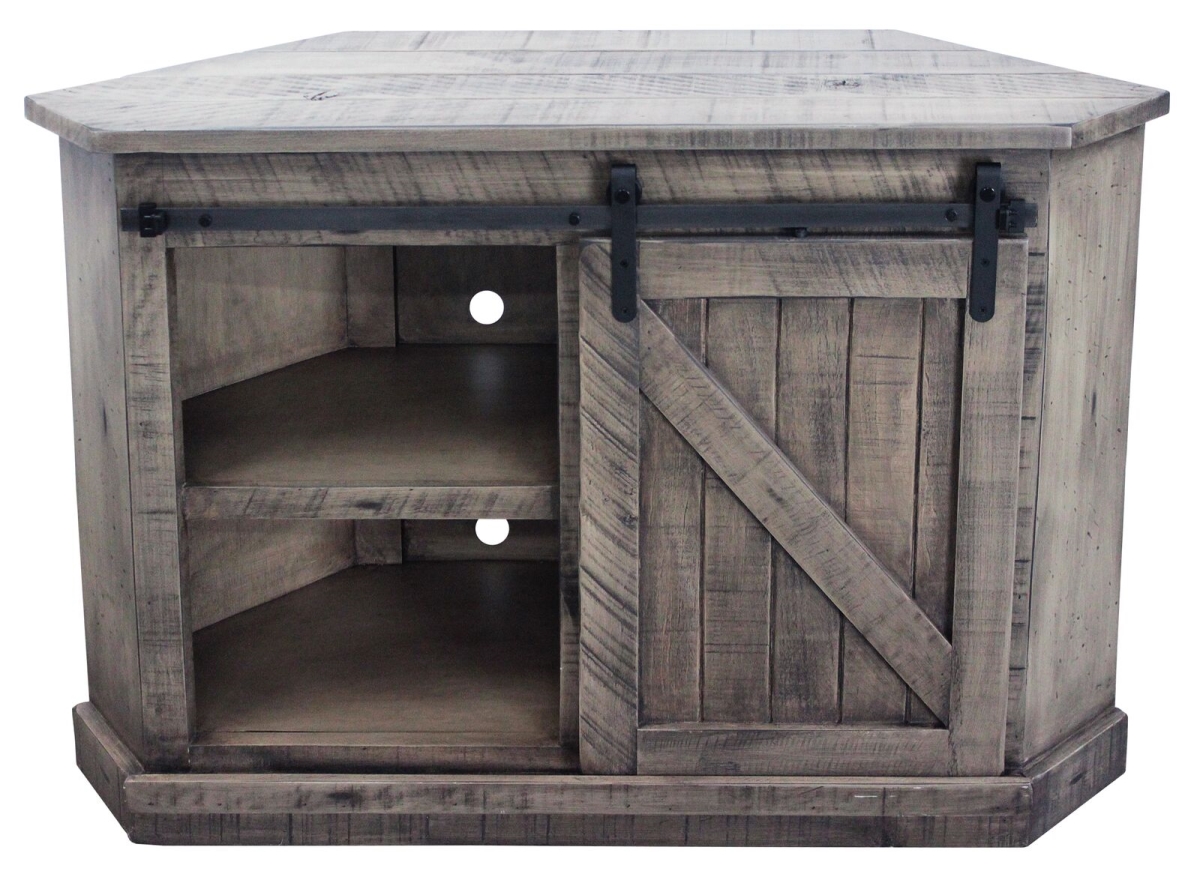 Rustic Winsome Corner TV Stand, Rustic Driftwood