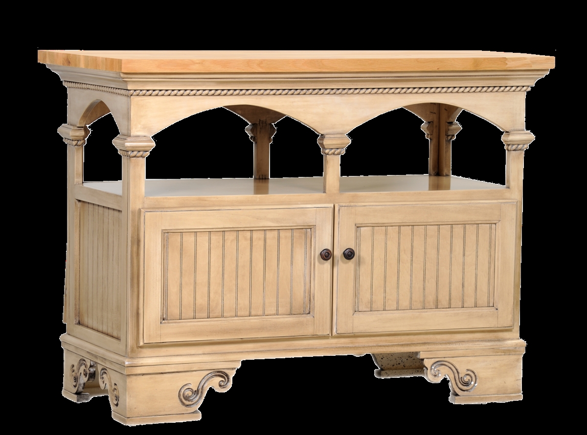 Poplar Kitchen Island with Oak Top, Soft White
