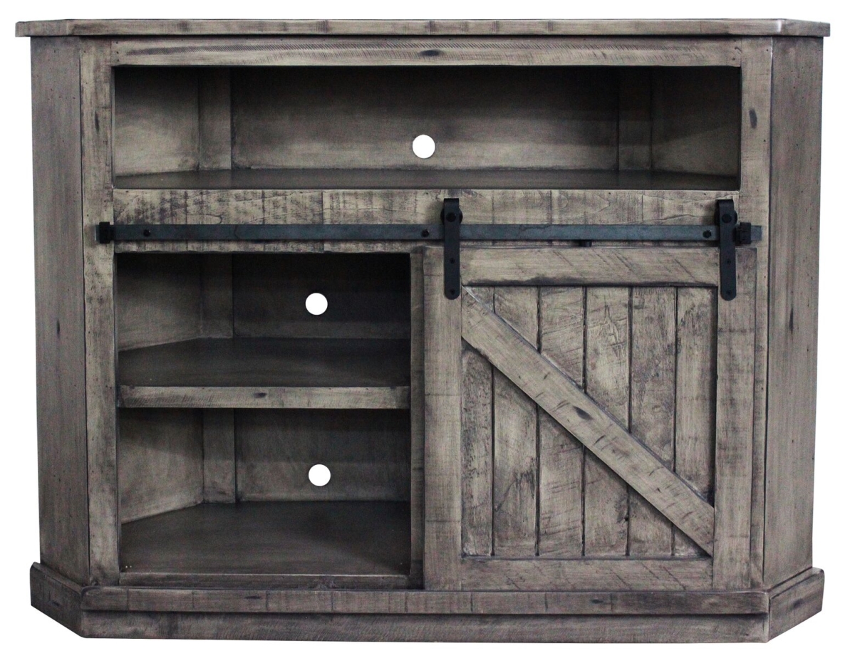 Rustic Tall Bower Corner TV Cart, Rustic Barnwood