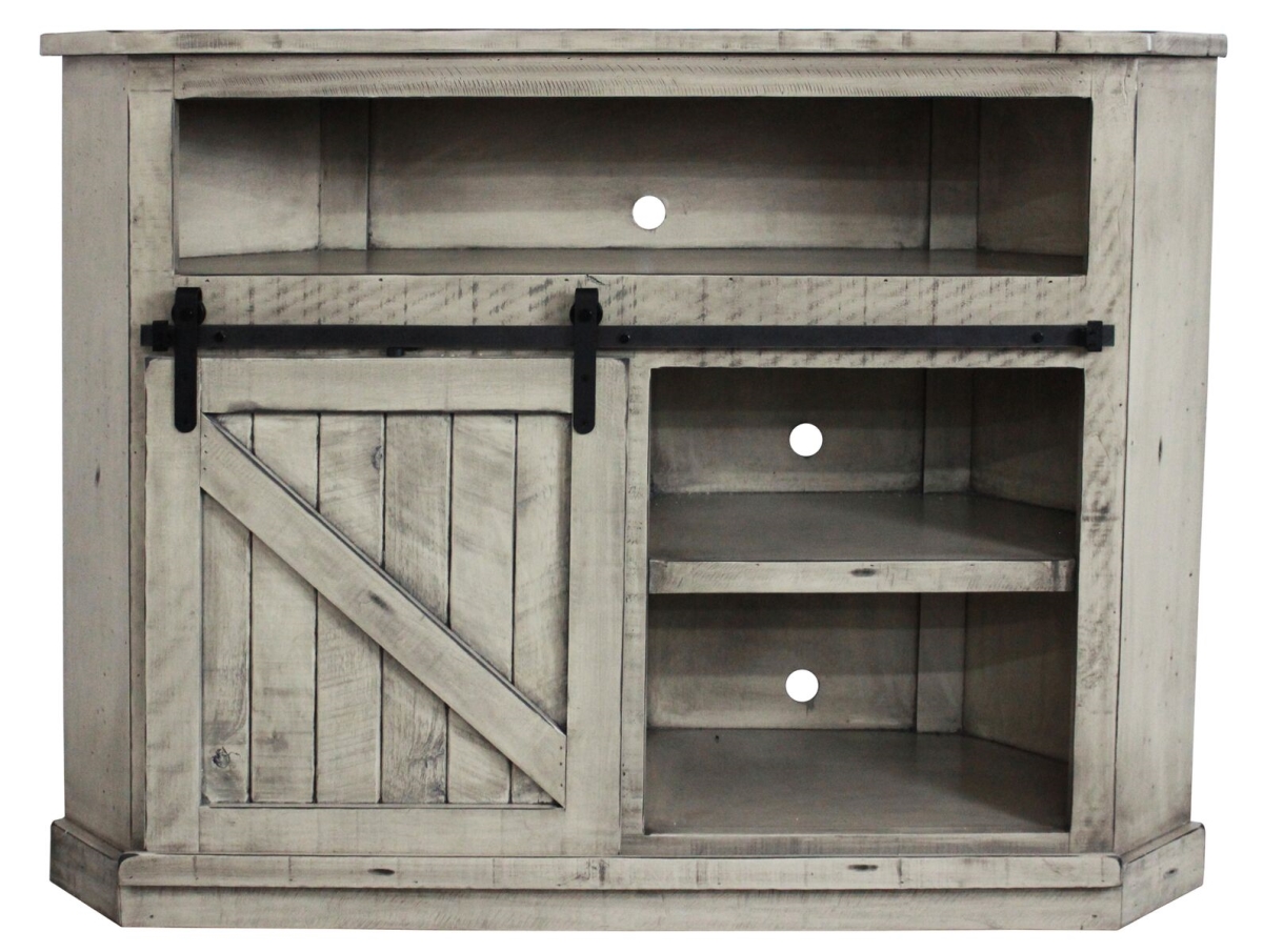 Rustic Tall Bower Corner TV Cart, Rustic Grey