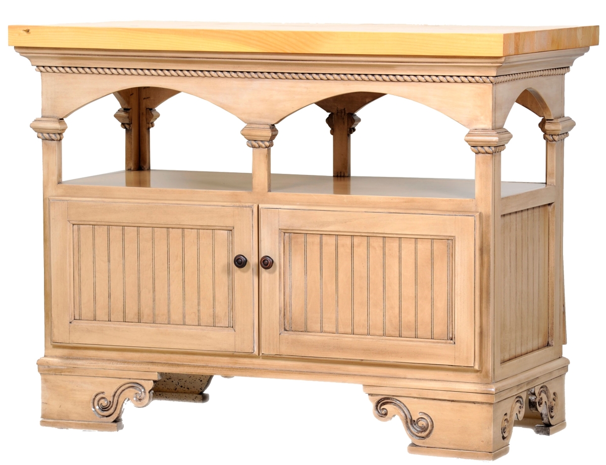 Poplar Kitchen Island with Pine Top, Yellow