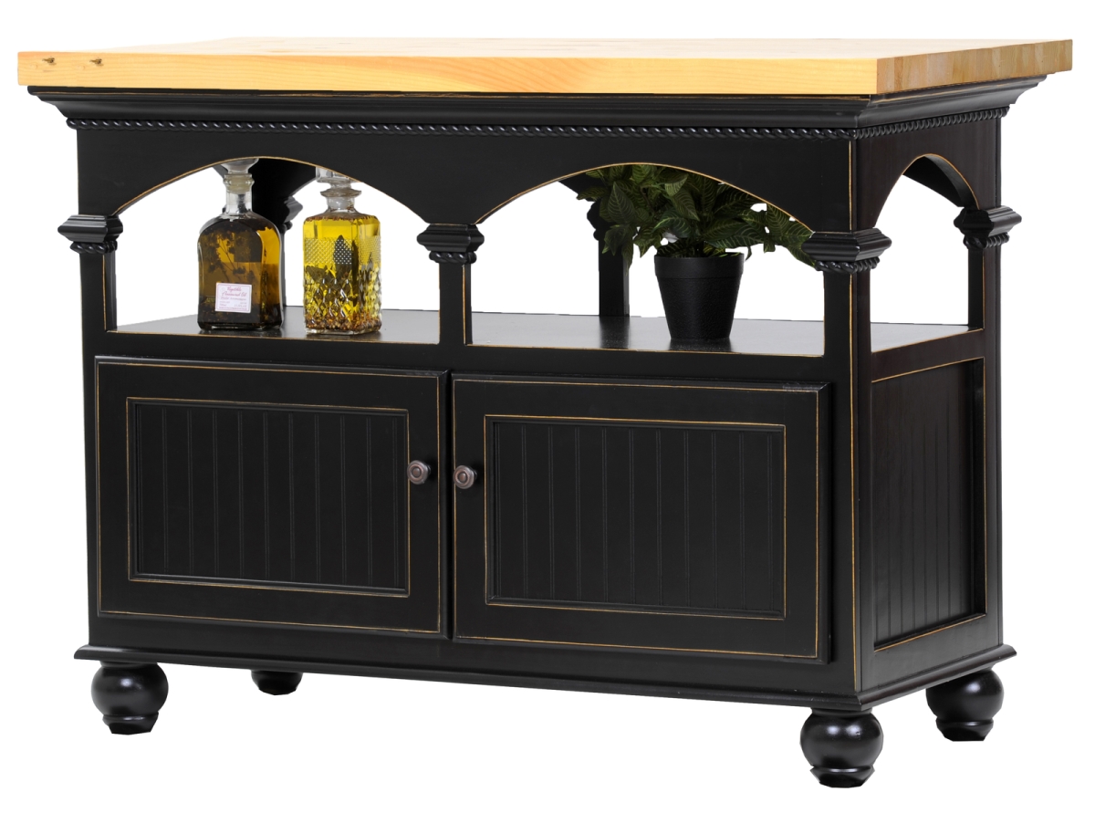Poplar Kitchen Island with Pine Top, Burnt Red