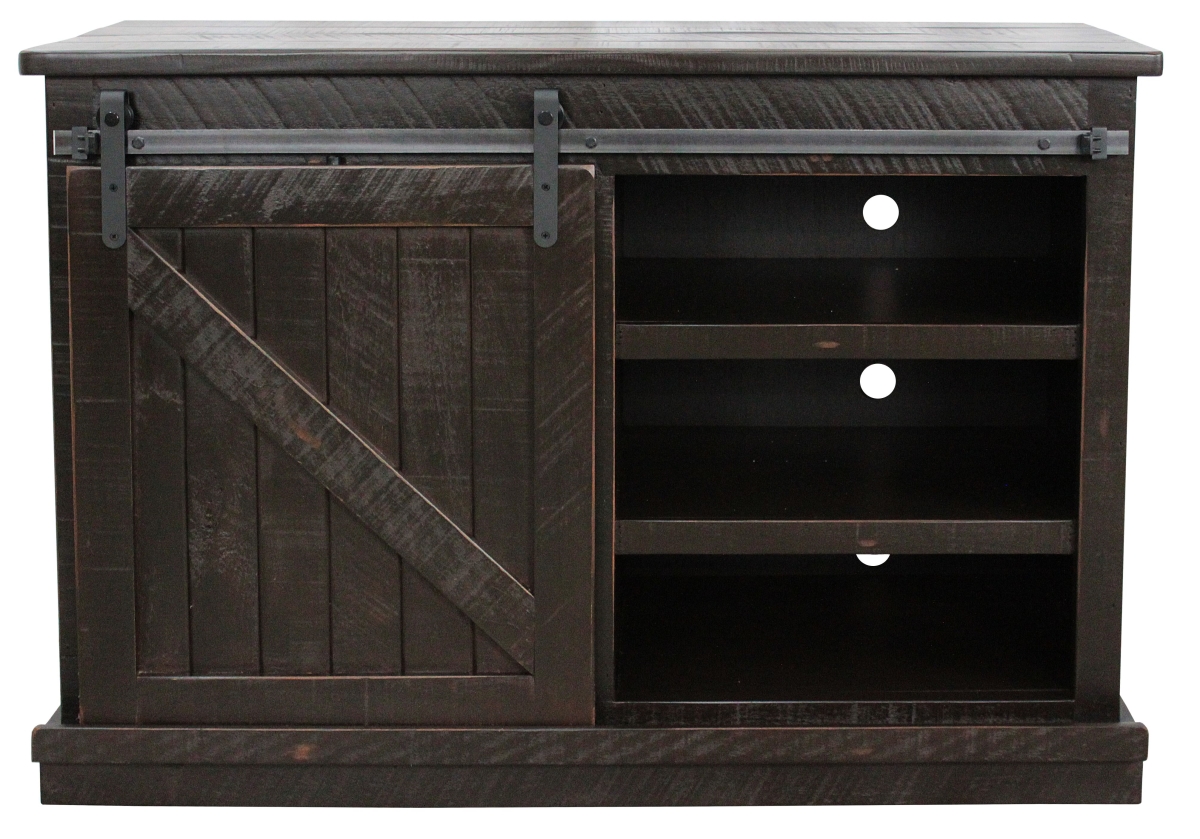 47 in. Rustic Quaint TV Stand, Rustic Antique Black