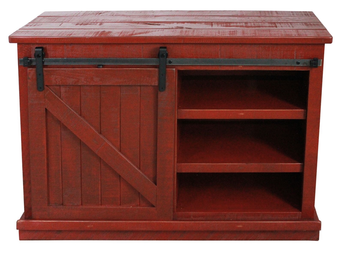 47 in. Rustic Quaint TV Stand, Rustic Red