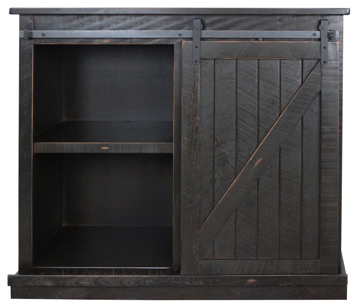 47 in. Rustic Tall Quaint TV Stand, Rustic Antique Black