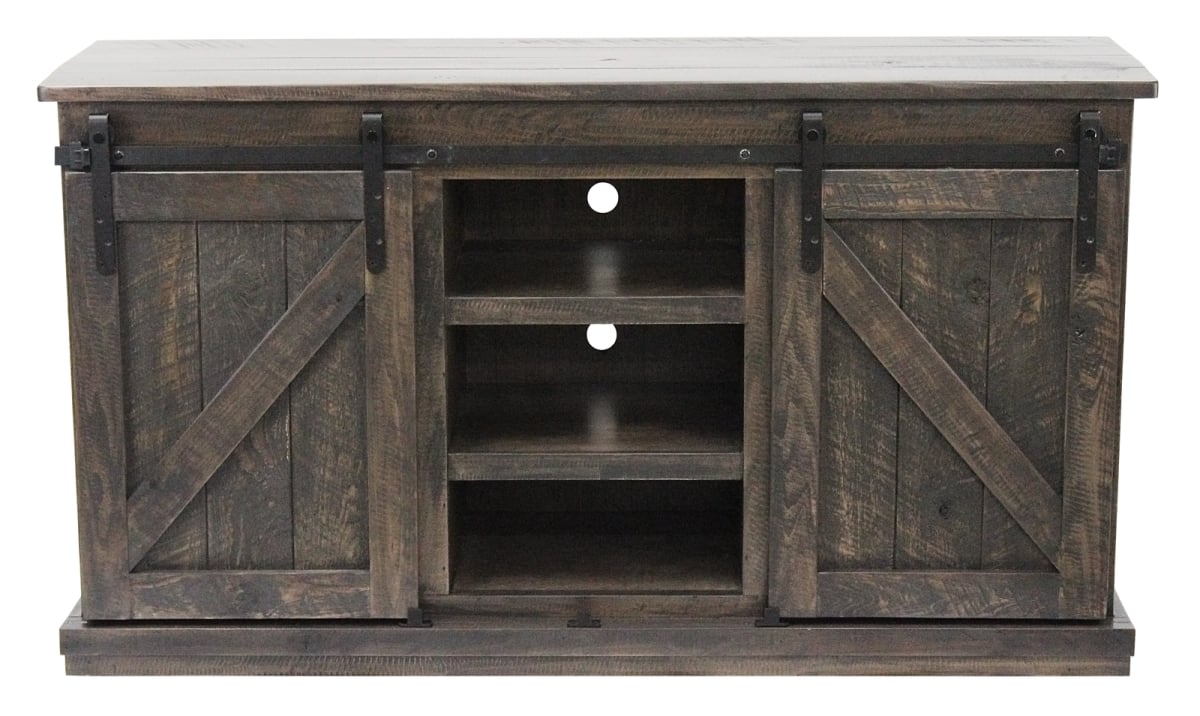 57 in. Rustic Quaint TV Stand, Burnt Red