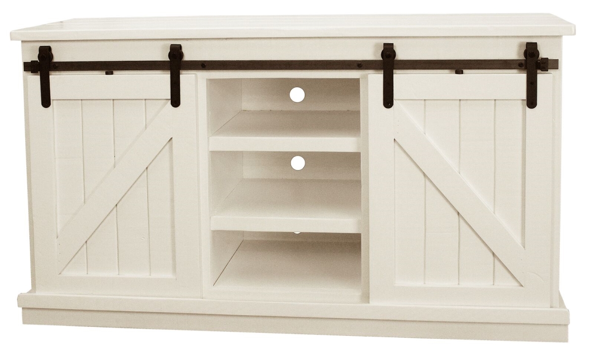 57 in. Rustic Quaint TV Stand, Soft White