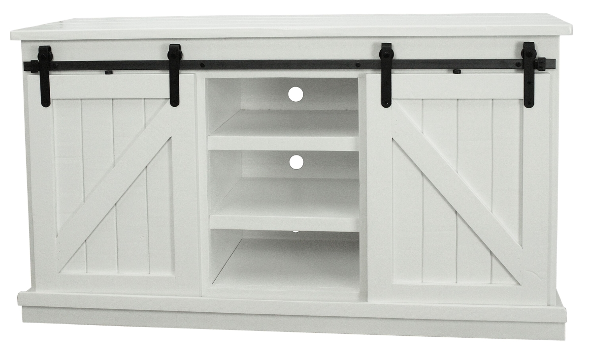 57 in. Rustic Quaint TV Stand, Bright White