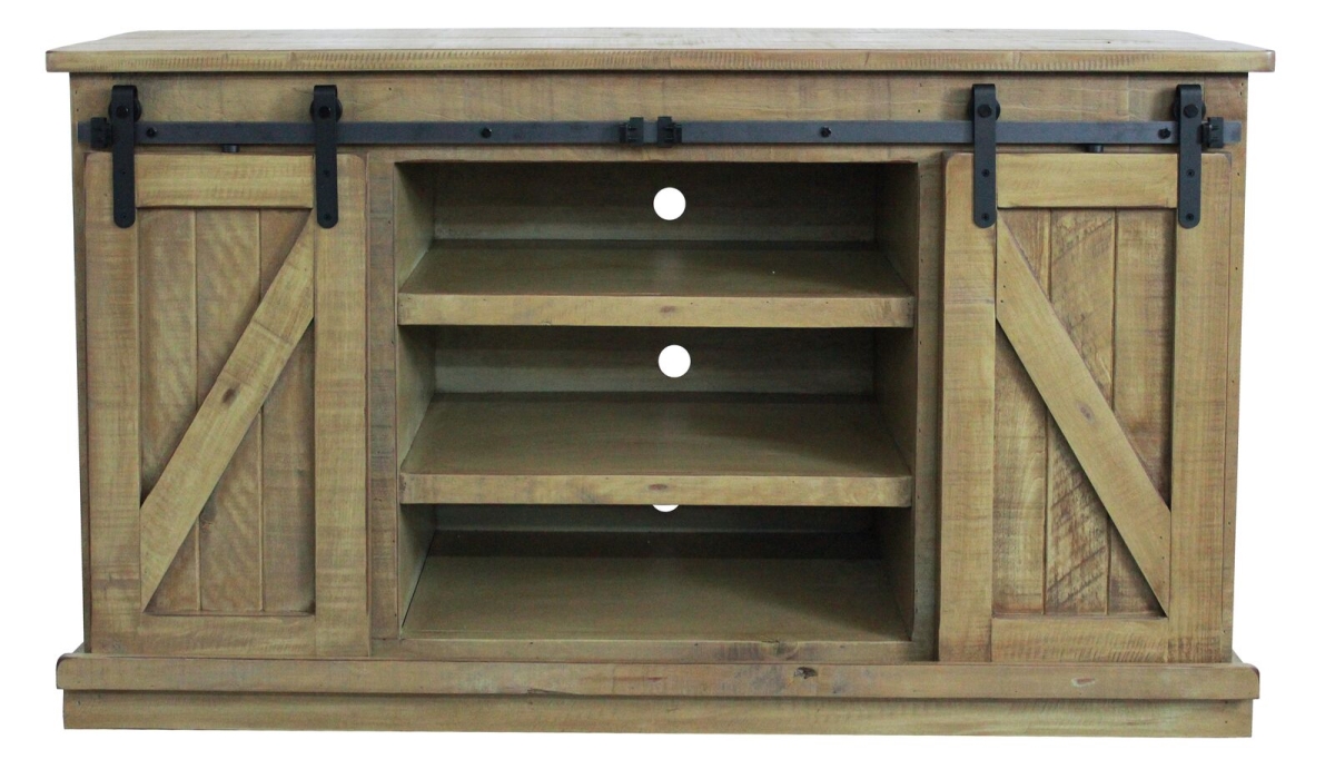 57 in. Rustic Provincial TV Stand, Rustic Green