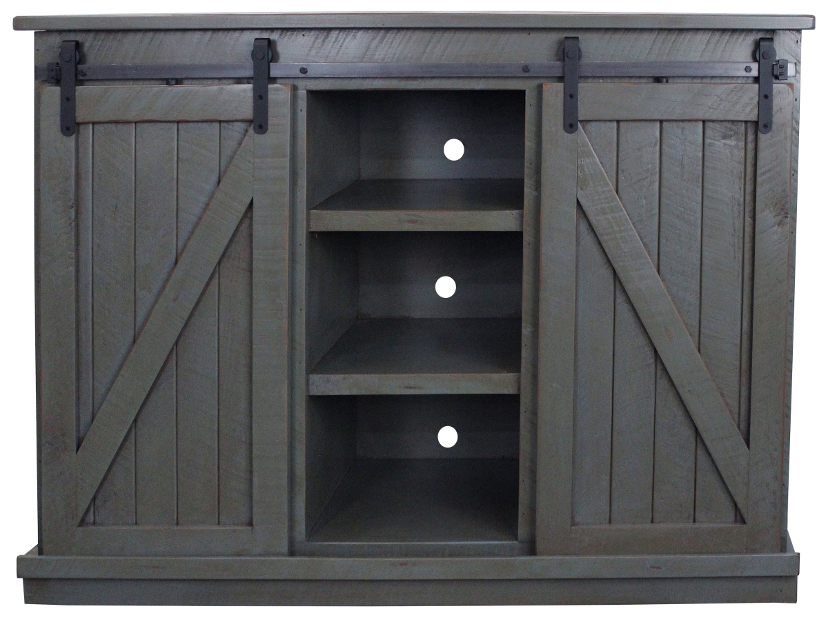 57 in. Rustic Tall Quaint TV Stand, Rustic Green