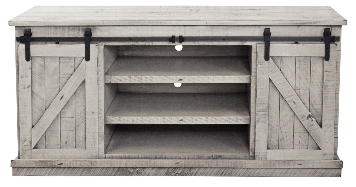 33866RBW 68 in. Rustic Provincial TV Stand, Rustic Barnwood