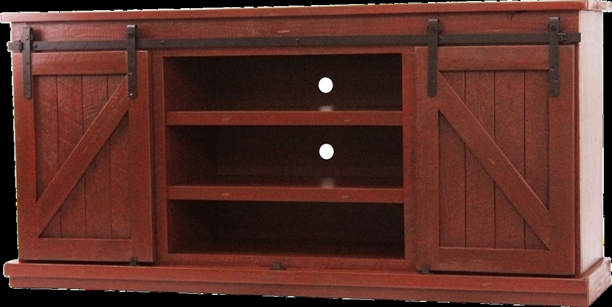 33866RR 68 in. Rustic Provincial TV Stand, Rustic Red