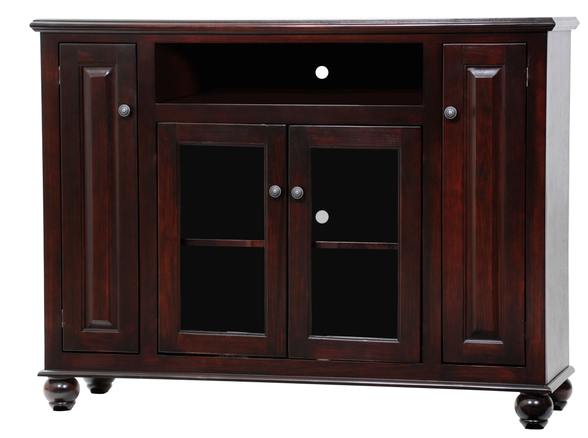 Poplar Tall Deluxe Entertainment Console with 3 Fixed Wood Shelves, Soft White