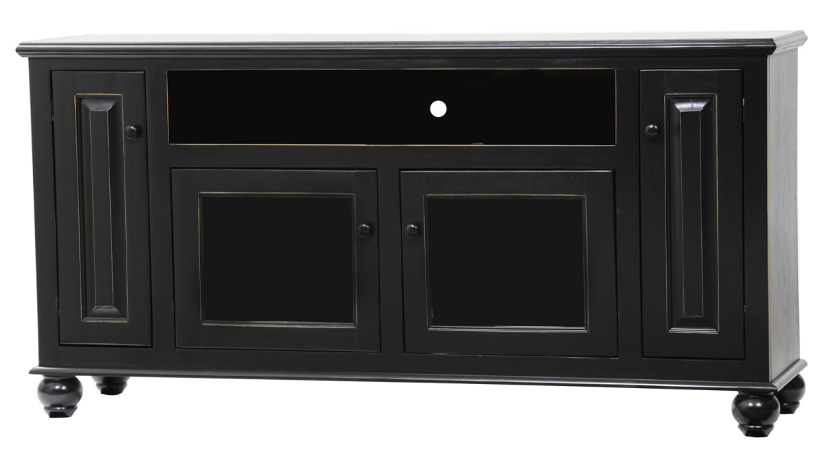 Poplar Deluxe Entertainment Console with 2 Glass Panel Doors, European Ivory