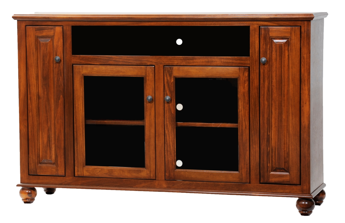 Poplar Tall Deluxe Entertainment Console with 3 Fixed Wood Shelves, Light Blue