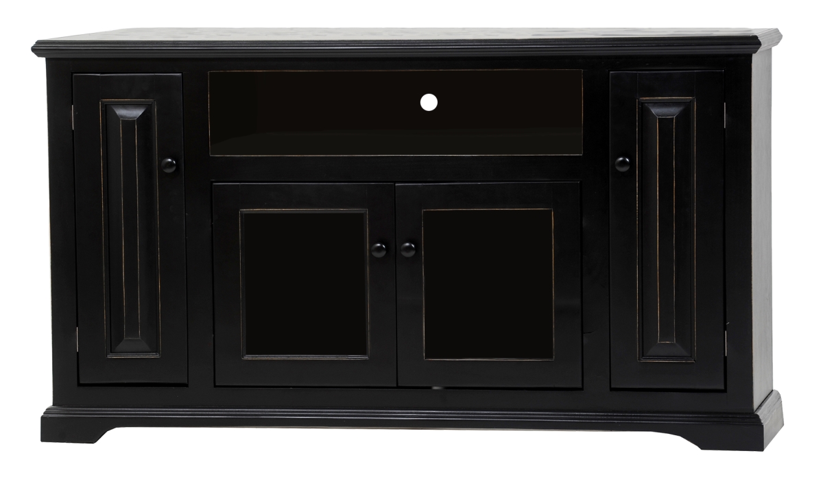 Poplar Deluxe Entertainment Console with 2 Fixed Wood Shelves, European Light Blue