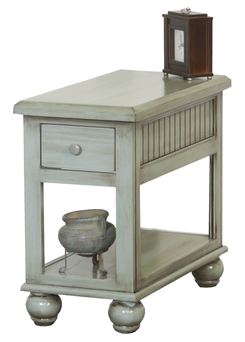 Poplar Chair Table with 1 Drawer, Greystone