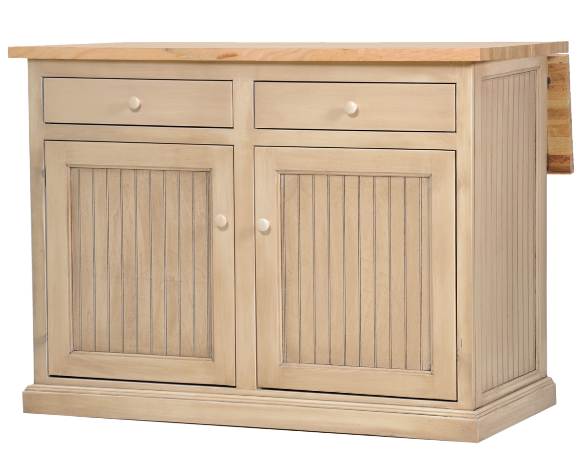 Poplar Kitchen Island with Flip-Up Oak Top, Chocolate Mousse