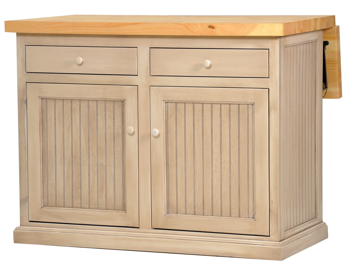 Poplar Kitchen Island with Flip-Up Pine Top, Green
