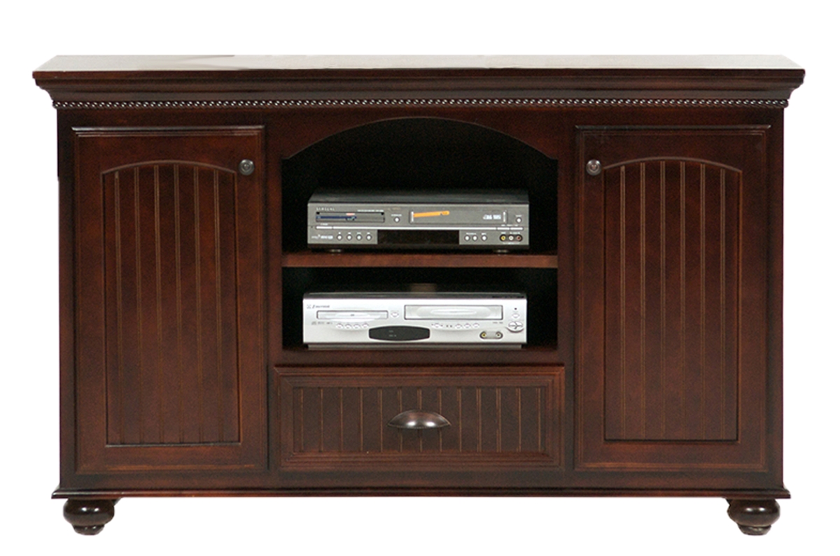 Picture of American Heartland 16156EDW Poplar Deluxe TV Stand with 2 Fixed Wood Half Shelves&#44; European Dusty White