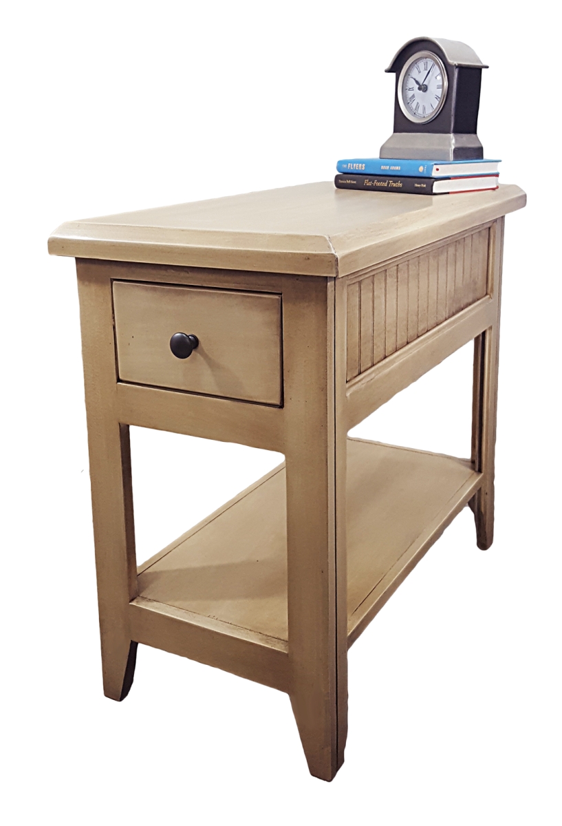 Poplar Chair Table with 1 Drawer, Greystone