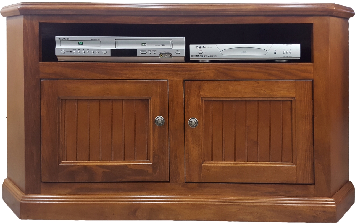50 in. Poplar Corner TV Stand with 2 Bead Board Doors, Light Blue