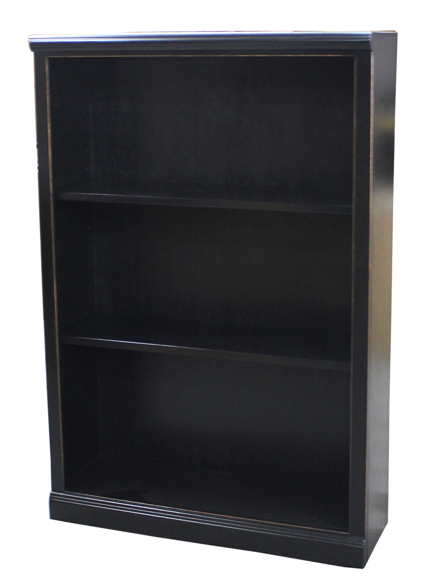 48 in. Poplar Open Bookcase with Plain Base, Antique Black