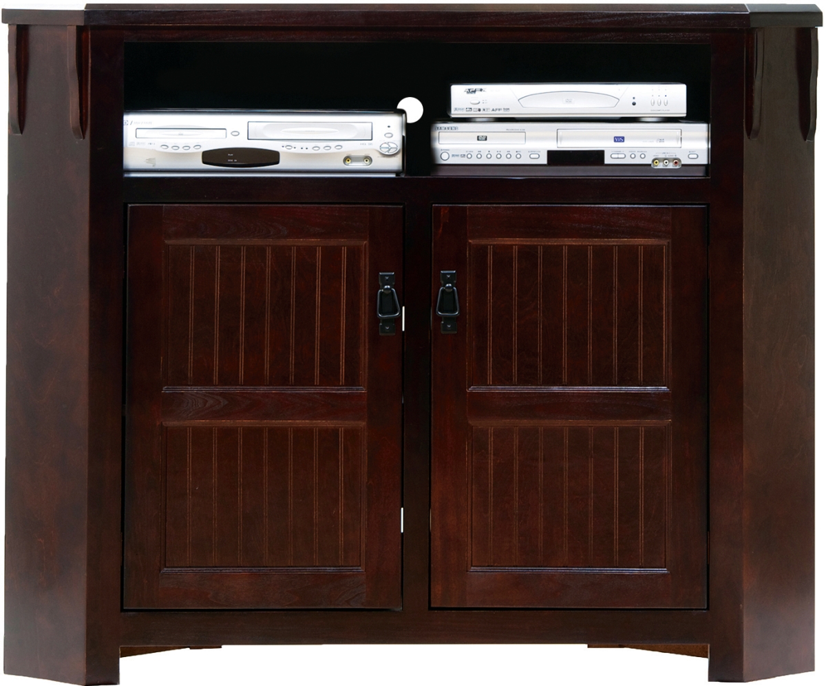 36 in. Poplar Promo Tall Corner TV Stand, Light Blue