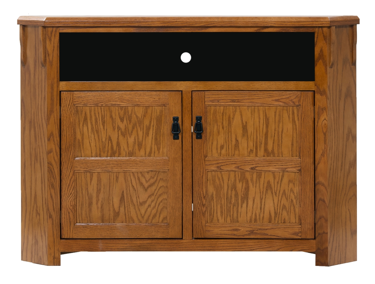 Oak Tall Corner TV Stand, Medium