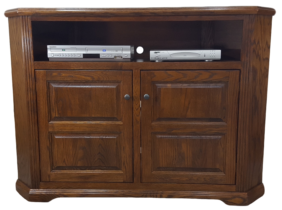 Oak Tall TV Corner Cart, Light