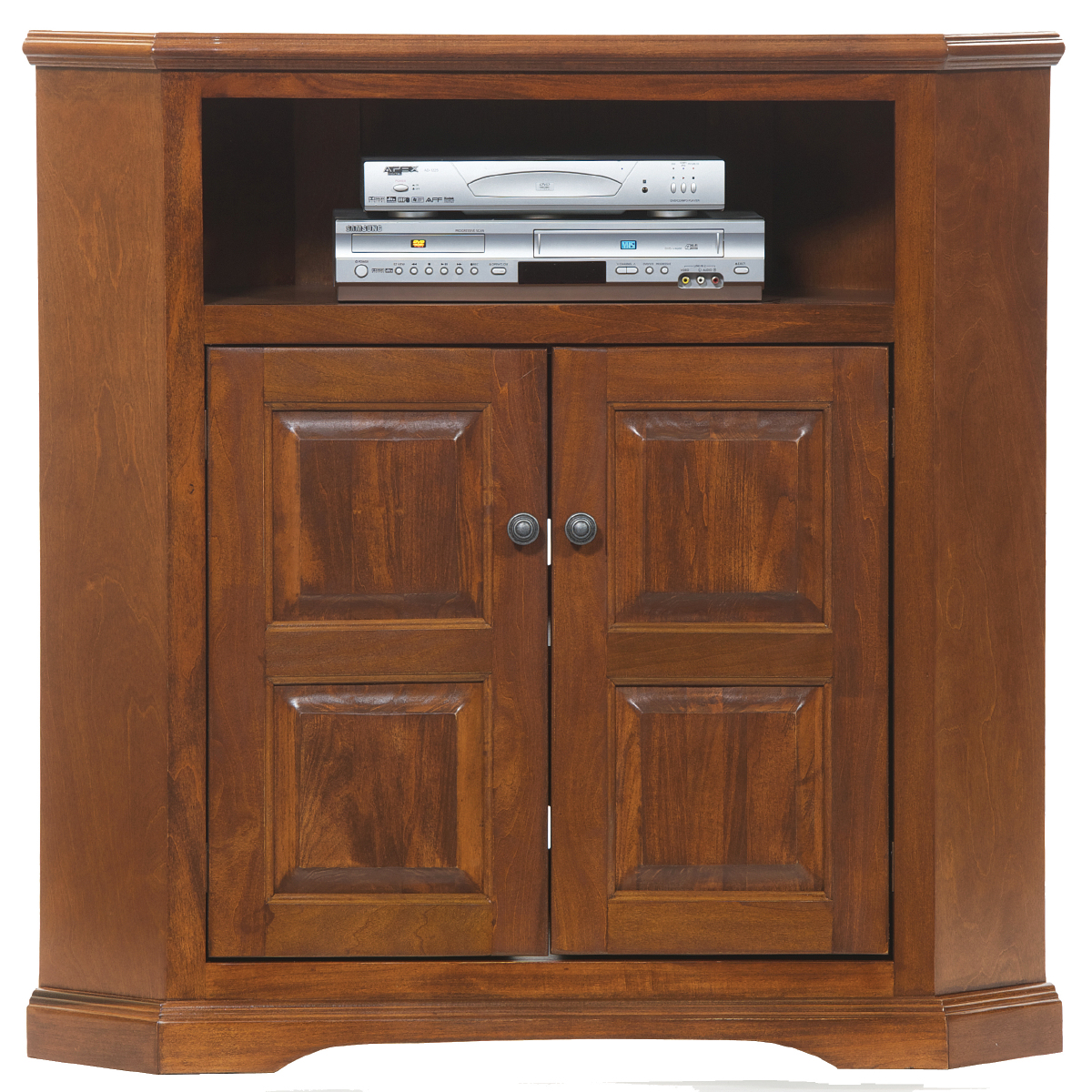 32 in. Poplar Tall TV Corner Stand, European Cherry