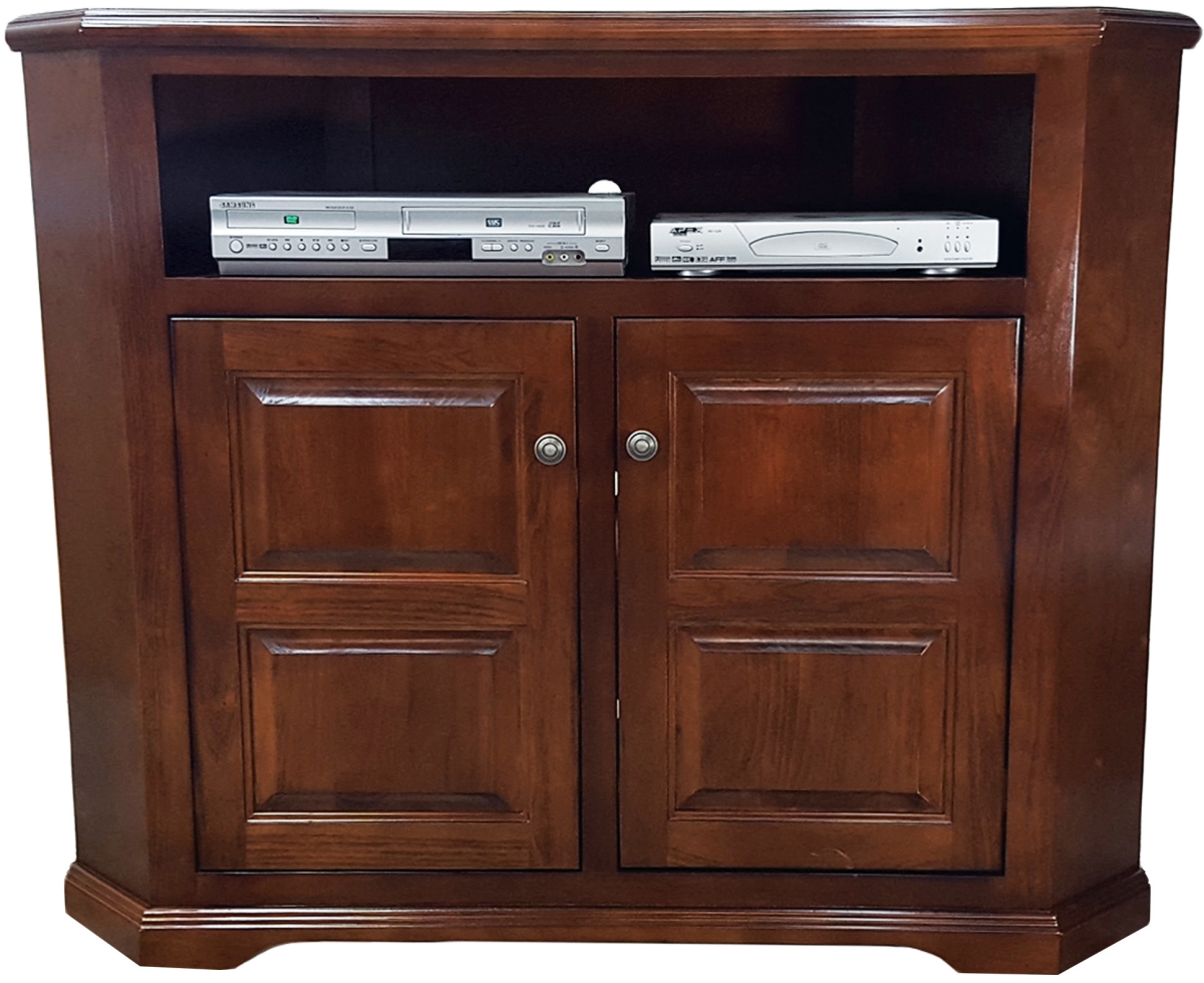 36 in. Poplar Tall Corner TV Stand with 2 Raised Panel Doors, Concord Cherry