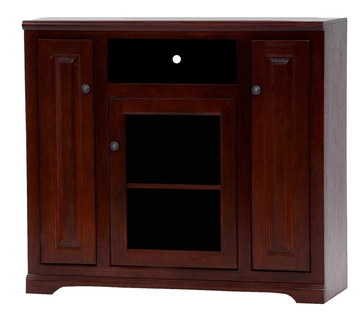 Poplar Tall TV Stand with 2 Raised Panel Doors, European Ivory