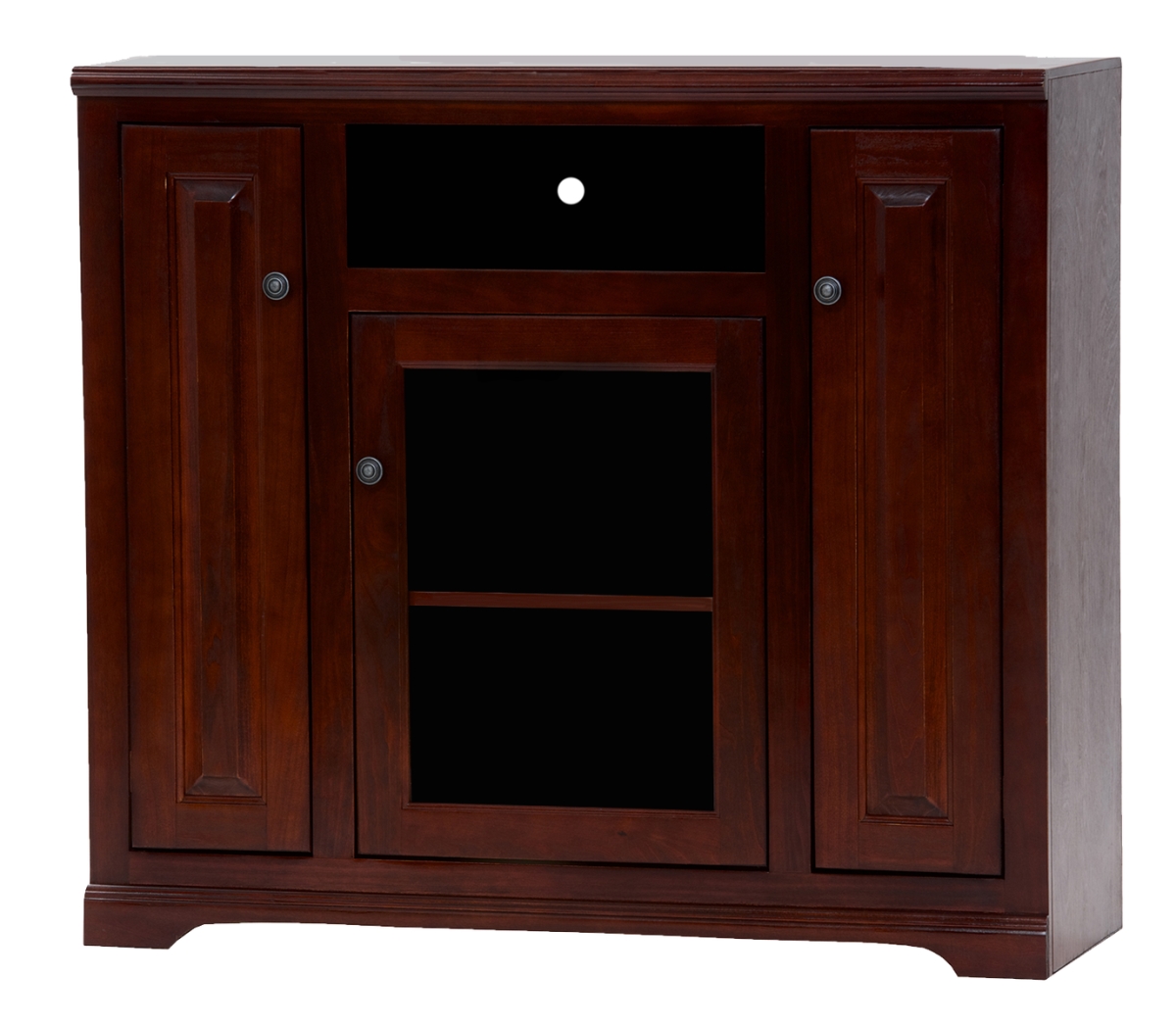Poplar Tall TV Stand with 2 Raised Panel Doors, Soft White