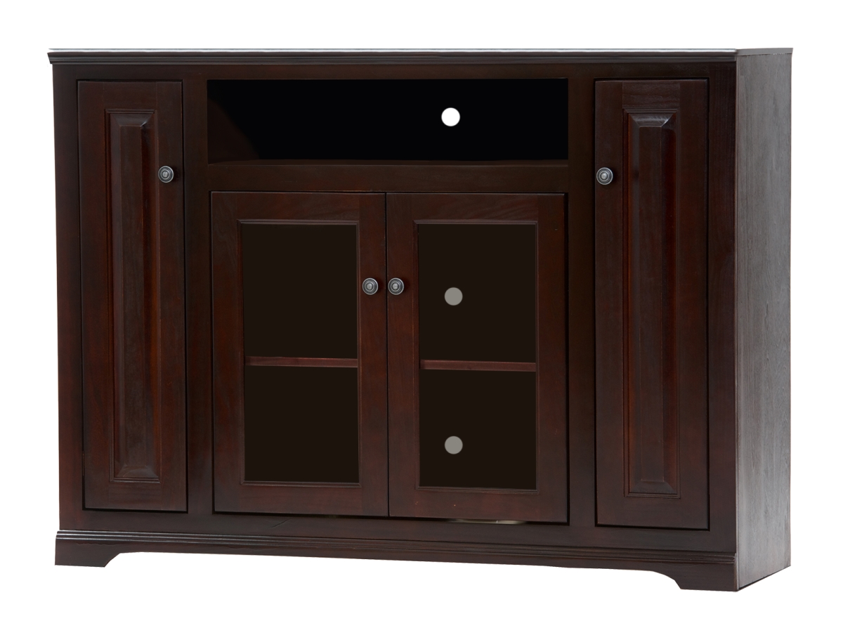 Poplar Tall TV Stand with 2 Raised Panel Doors, Soft White