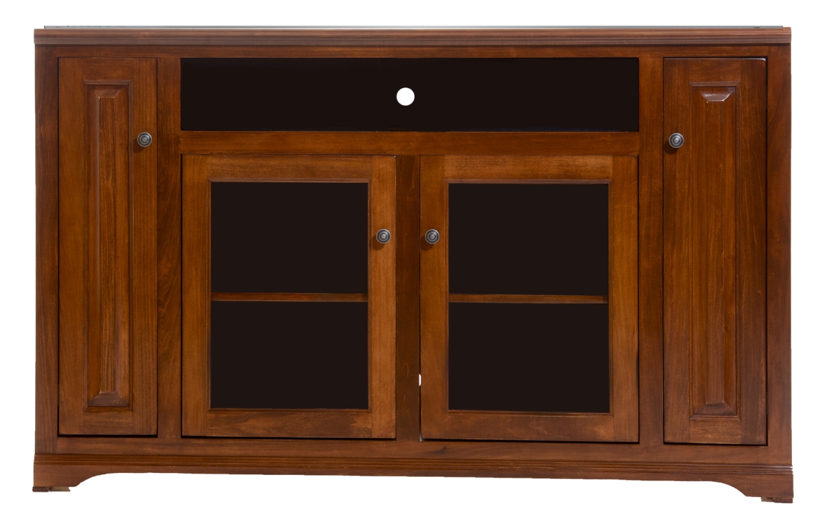 95863ER Poplar Tall Curve TV Stand with 3 Fixed Wood Shelves, European Red