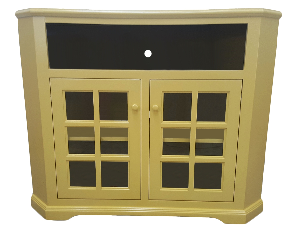 36 in. Poplar Tall Curve Corner TV Stand, Greystone