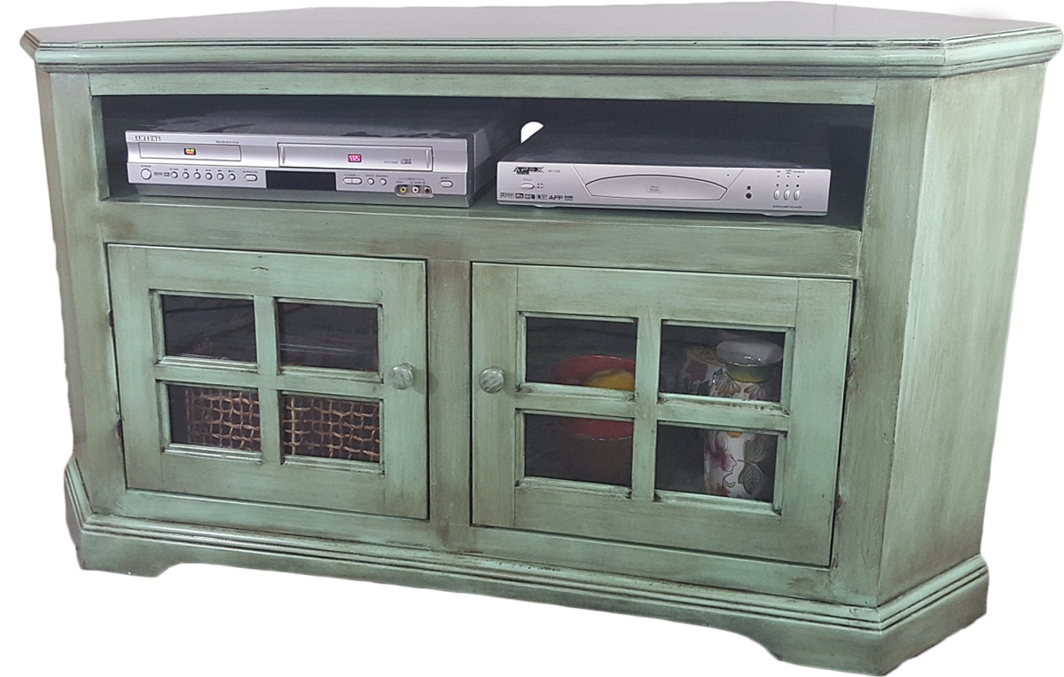 36 in. Poplar Curve Corner TV Stand, Grey