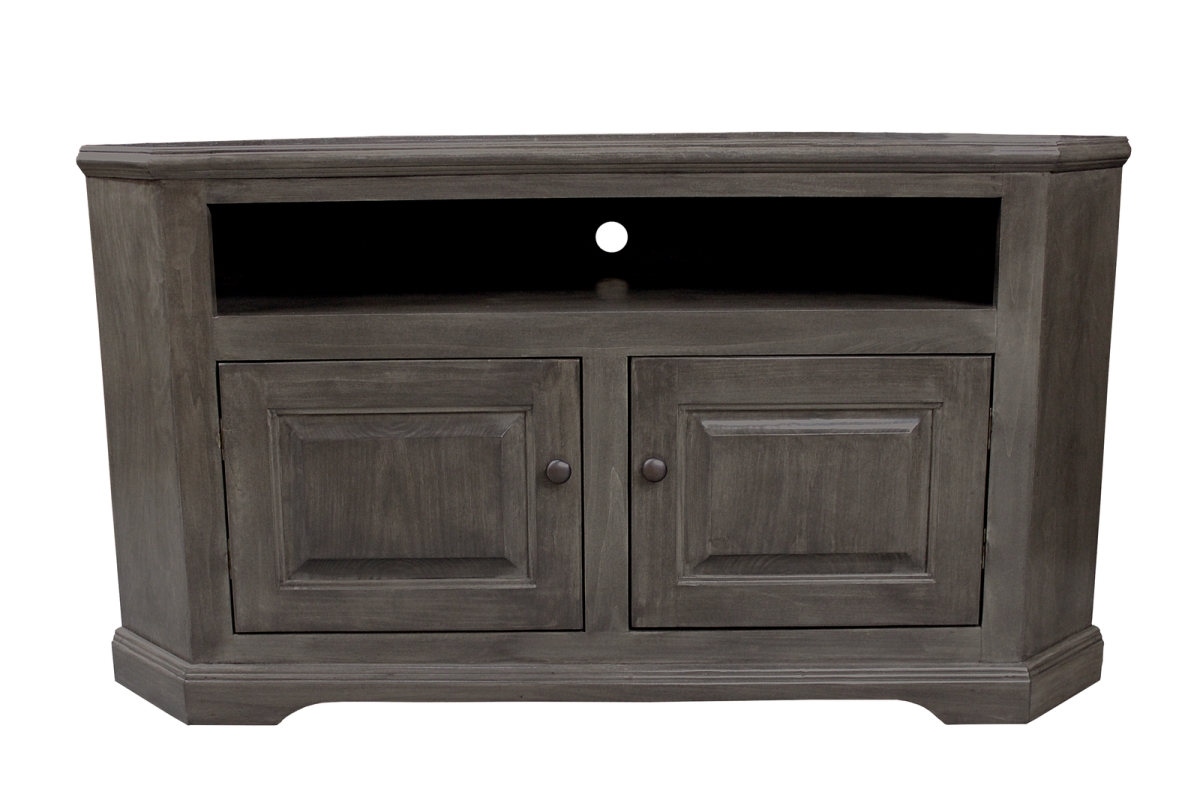 36 in. Poplar Curve Corner TV Stand, Grey